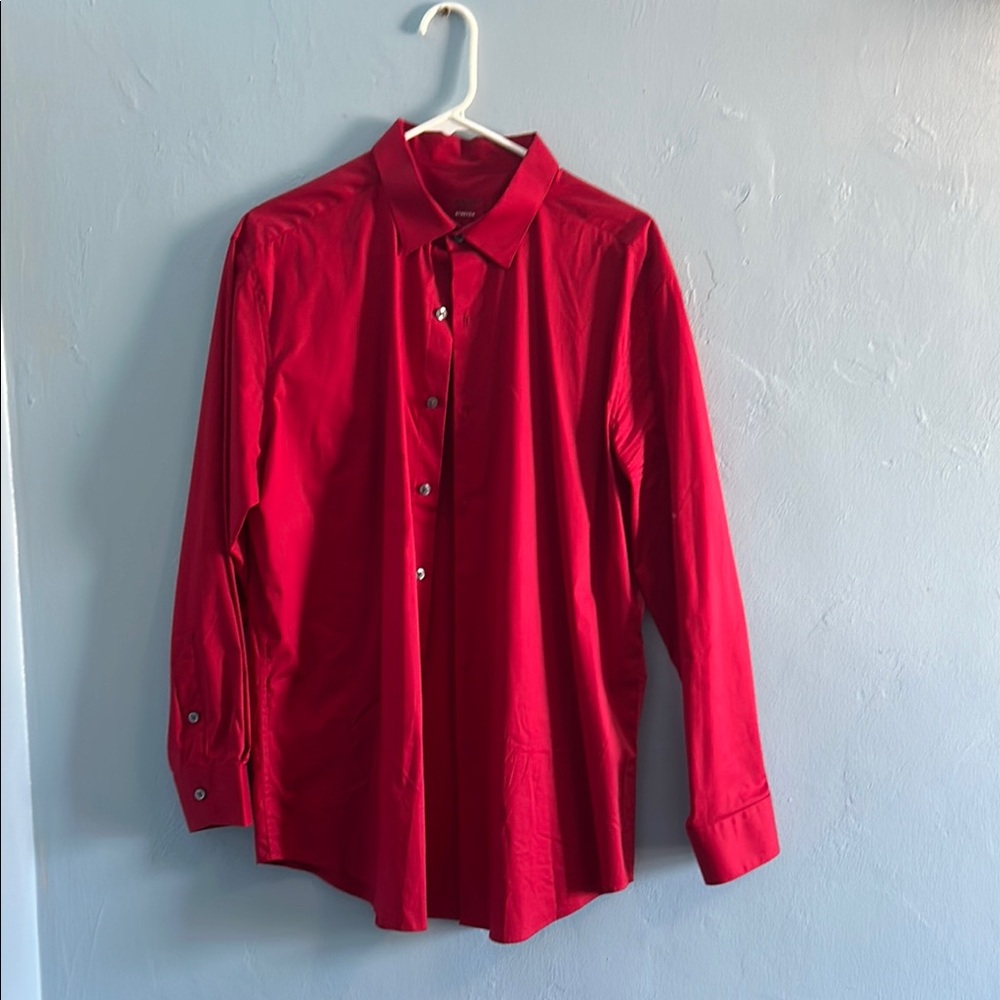 Alfani Red Dress Shirt Long-Sleeved